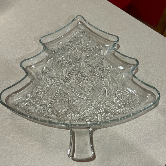 Indiana Glass Festive‎ "Christmas Tree" shaped holiday Serving Tray - 12 inch - Picture 1 of 8